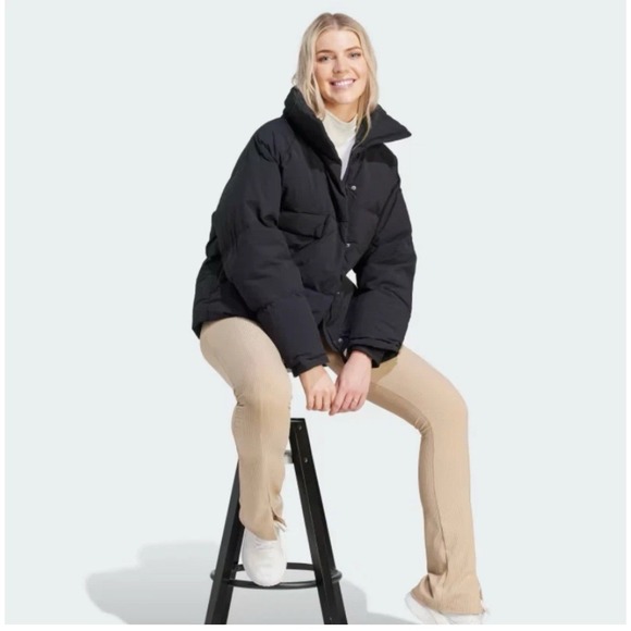 Adidas Women's Sportswear Big Baffle Down Jacket Black Size L * NEW - Picture 2 of 9